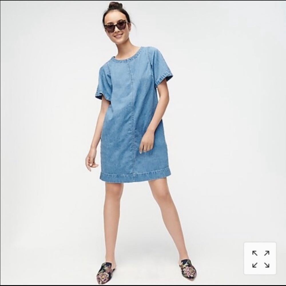 J. CREW short sleeve denim mini shift dress